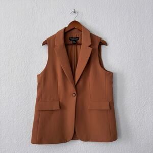 rachel zoe rust orange collared vest blazer size large